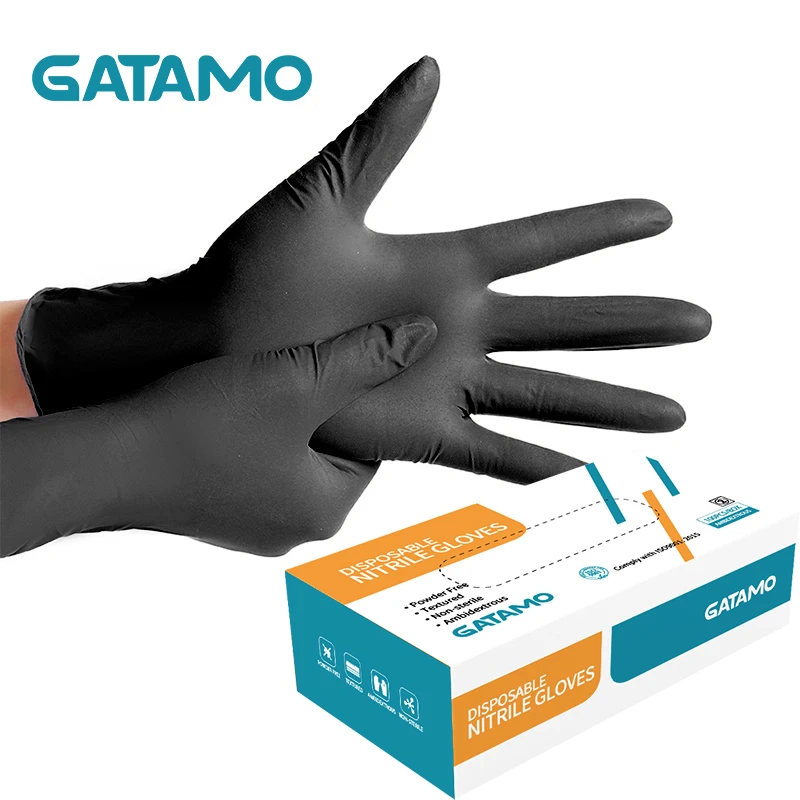 

G9 Cheap Bulk Exam Box Black Nitrile Gloves Pure Examination food grade powder free nitrile gloves
