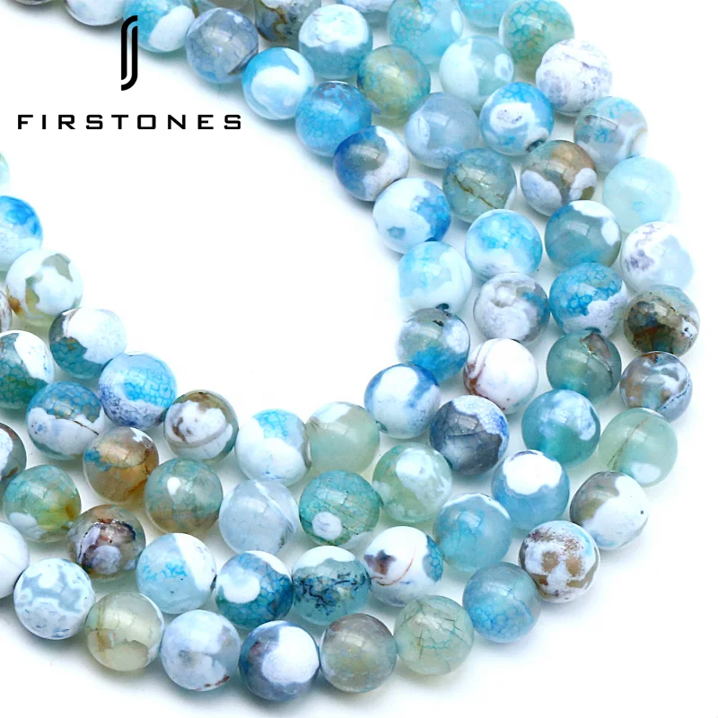 

High Quality Natural Stone AAA aquamarine Beads Natural Fire Dragon Veins Weathered Agate Gemstone Loose, Various