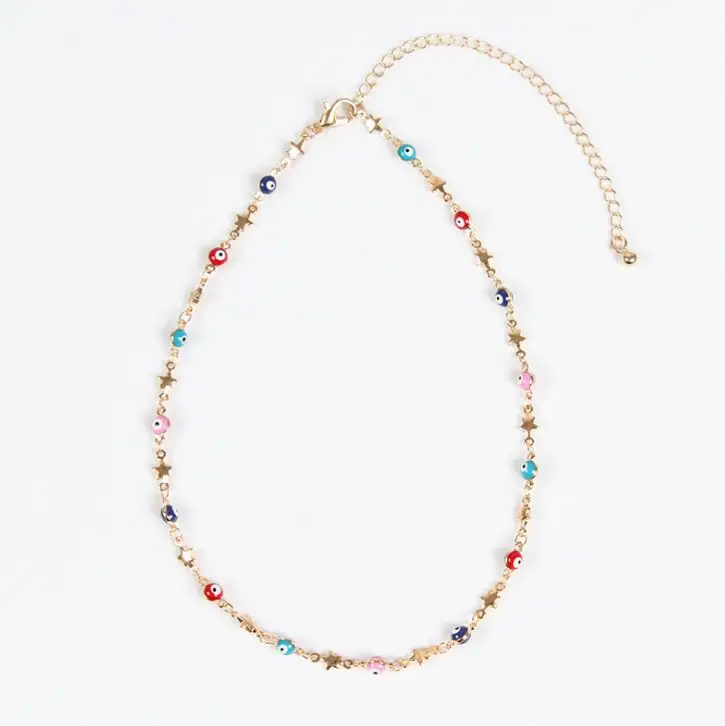 

New fashion jewelry trend simple 3-layer metal star gemstone necklace