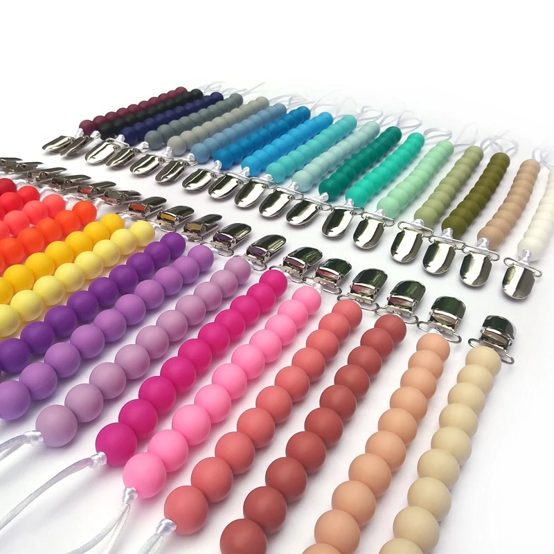 

Newborn Pacifier Chains Pacifier Clips Baby Teething Nipple Holder kids Chew Toys Silicone Bead Pacifier Holders M897
