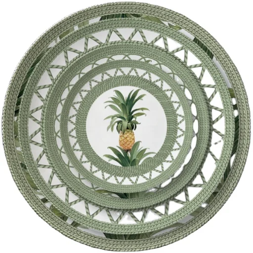 

Pineapple design green leaf cheap hot sale ceramic dinner plates