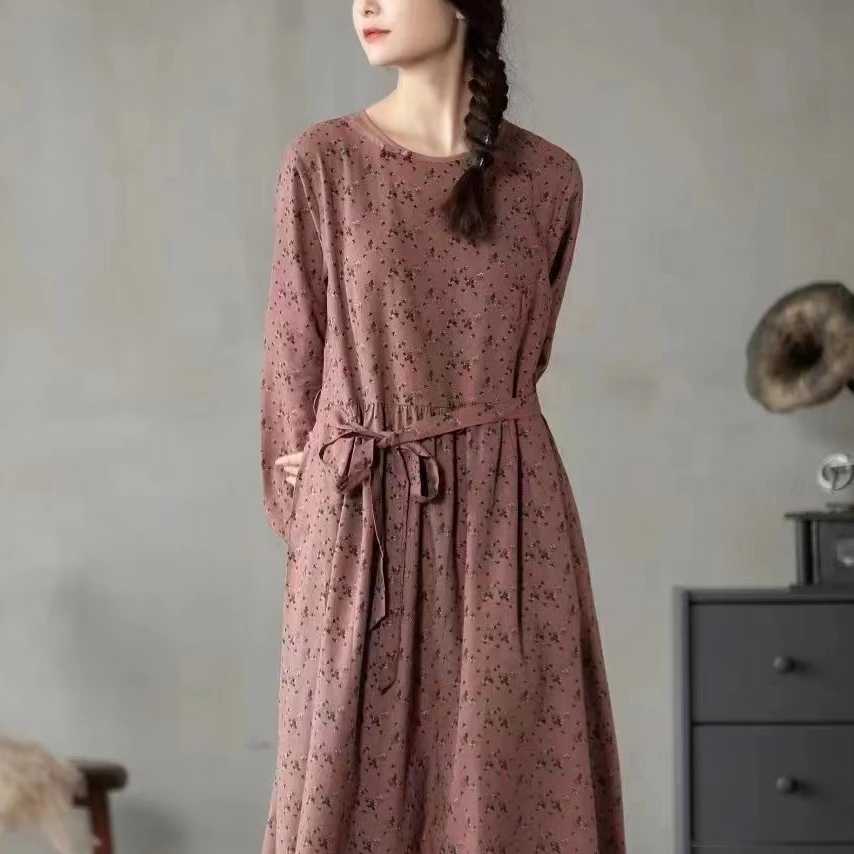 

Cheap Price Stocklot Printed Vintage Linen cotton Dress