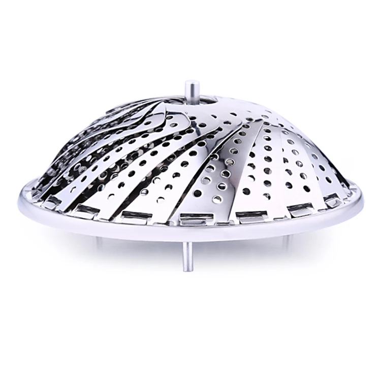 

C294 Folding Dish Steam Stainless Steel Food Steamer Basket Kitchen Tool Expandable Pannen Mesh Vegetable Cooker Steamer, Stainless steel color