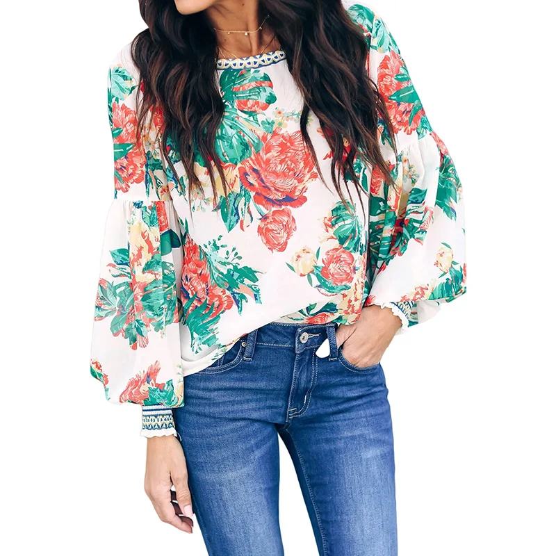 blusa estampada de manga comprida