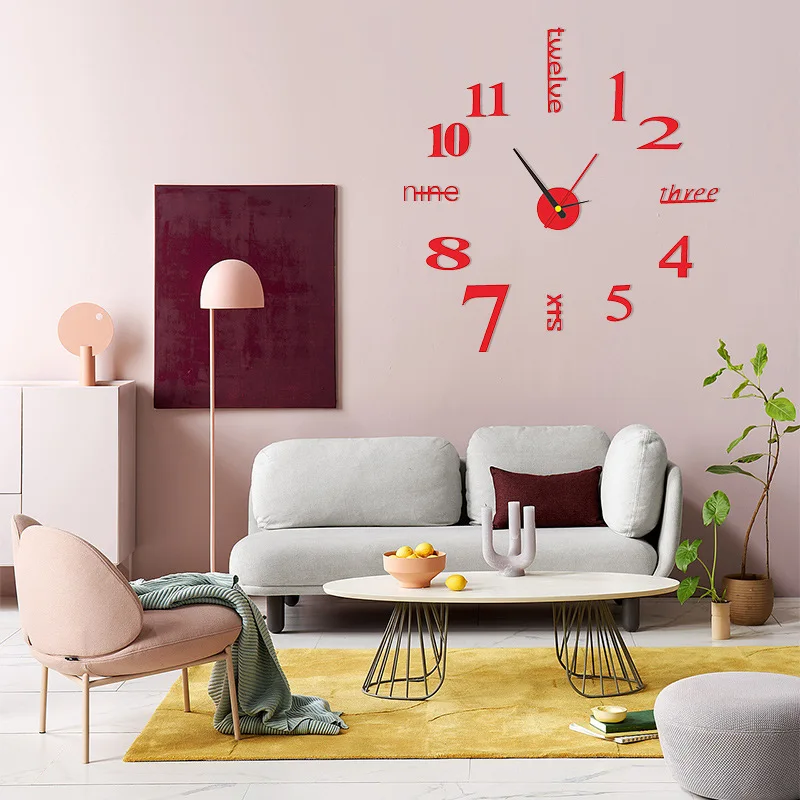 

Nordic Modern Minimalist Digital Diy Creative Wall Clock Personality Acrylic Clock Wall Living Room Decoration
