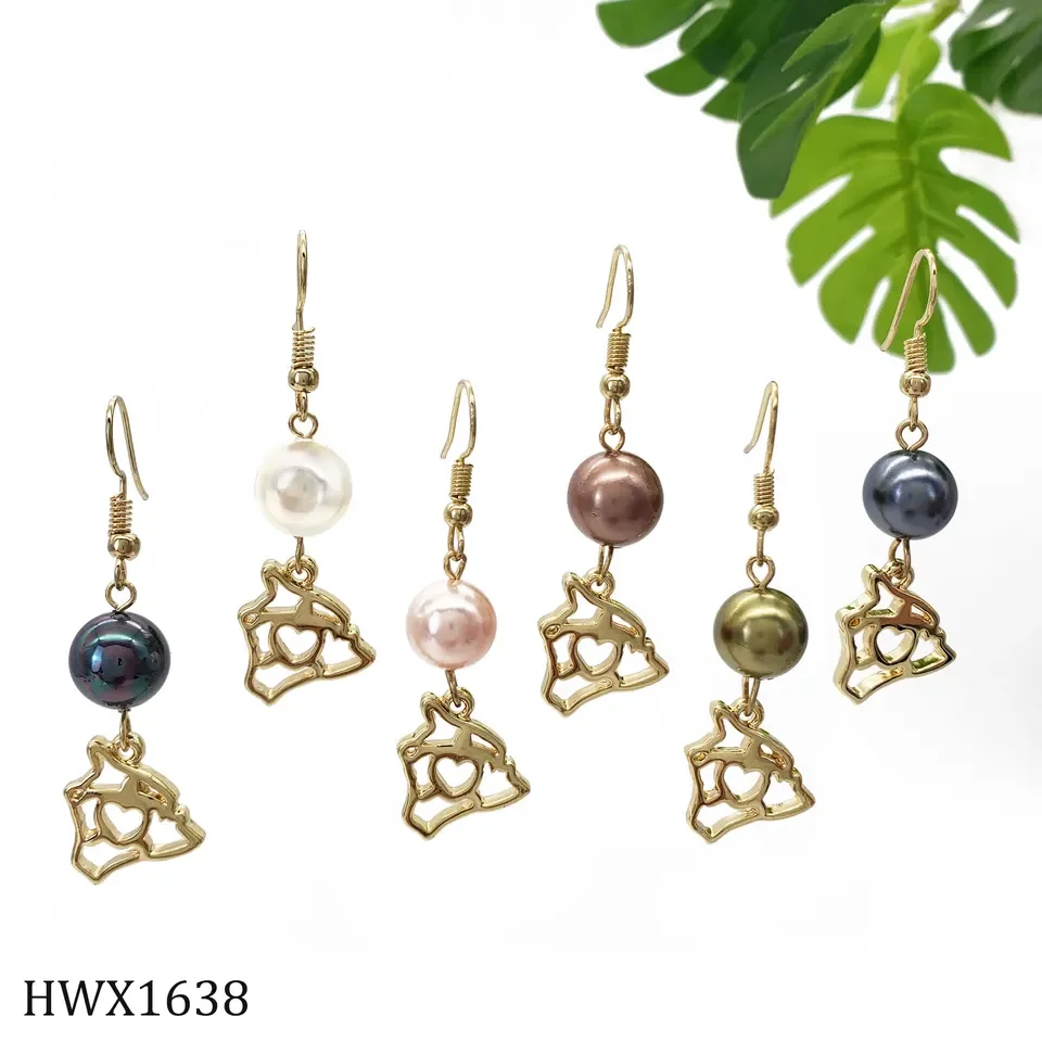 

Wholesale Trendy Hawaiian Jewelry Irregular Shaped Shell Pearl Dangle Earring Geometric Map Earrings for Women Ladies