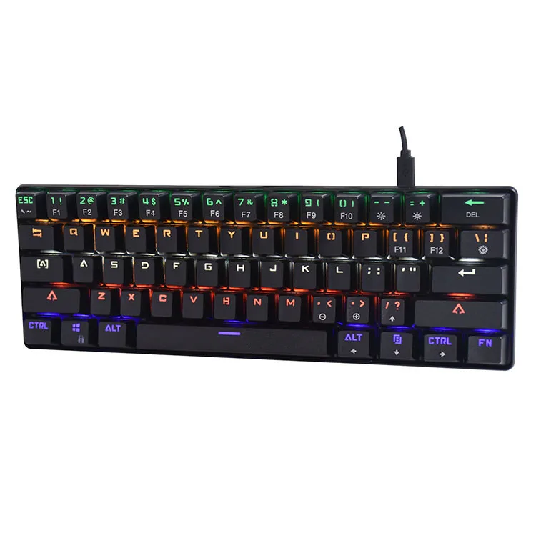 

Wholesales GK61 SK61 Desktop Computer Wired Gaming Mechanical Keyboard 61 Keys Rgb MINI Tablet Laptop Black gamer keyboards