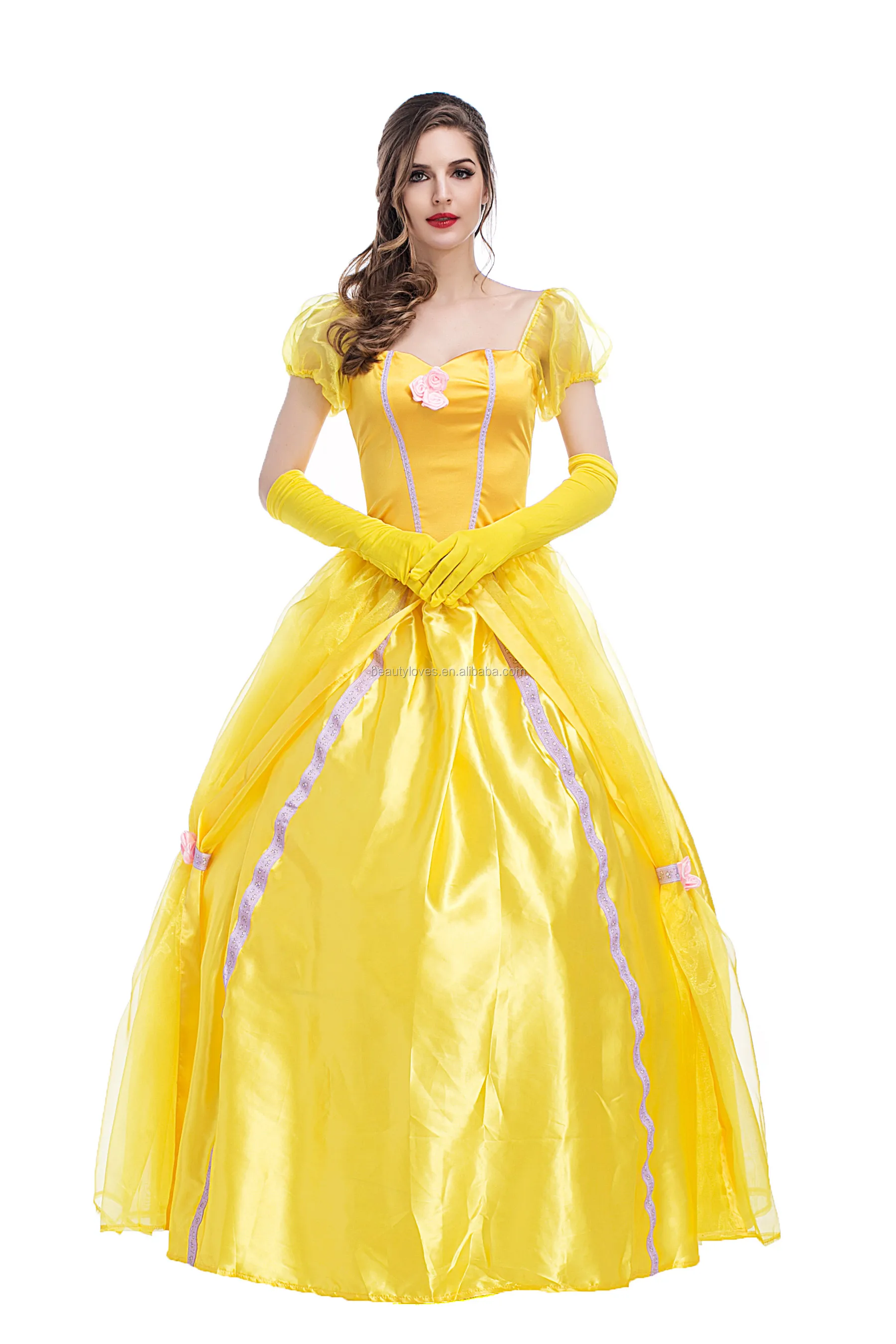 Yellow Fantasias Beauty And Beast Belle Princess Dress Adult Fancy ...