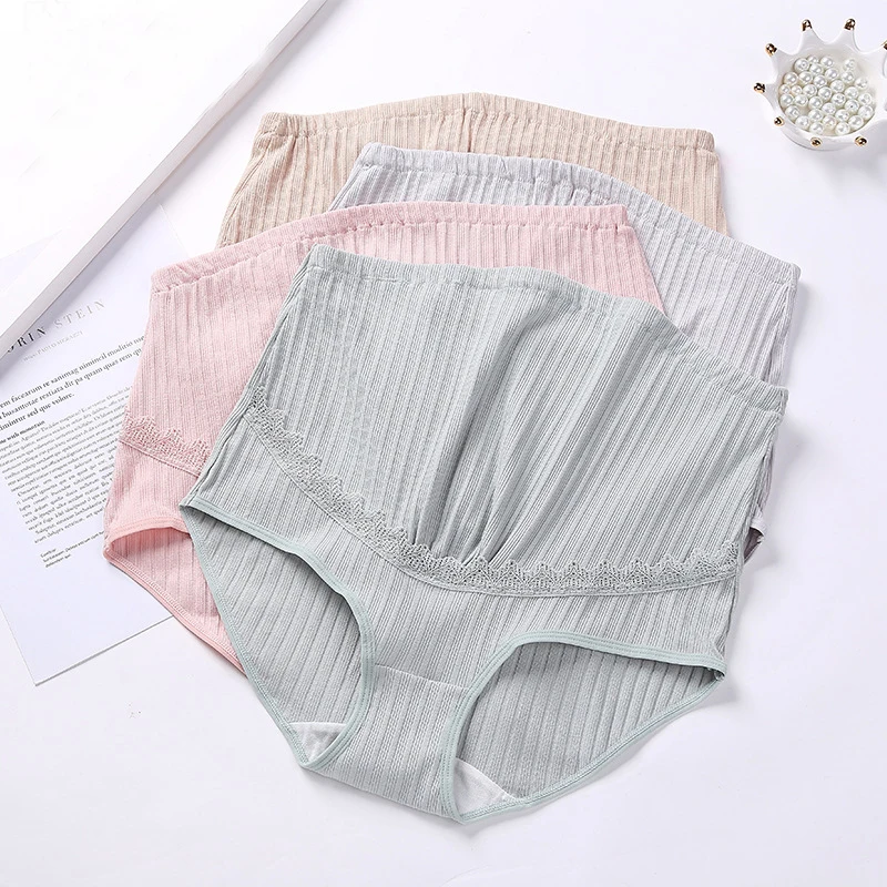 

Wholesale Solid Color Underwear Women Cotton Panties High Waist Maternity Lingerie, Pink,lightgrey,apricot,lightcoral,light green,white