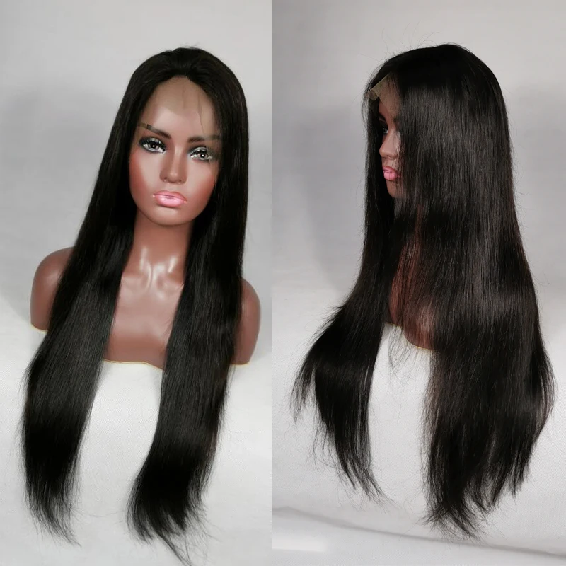 

KEYU HAIRDOM Lace Front Wig Cuticle Aligned Virgin Hair Brazilian Straight 13*4 Lace Frontal Wig Human Hair Lace Wig Baby Hair, Natural color lace wig