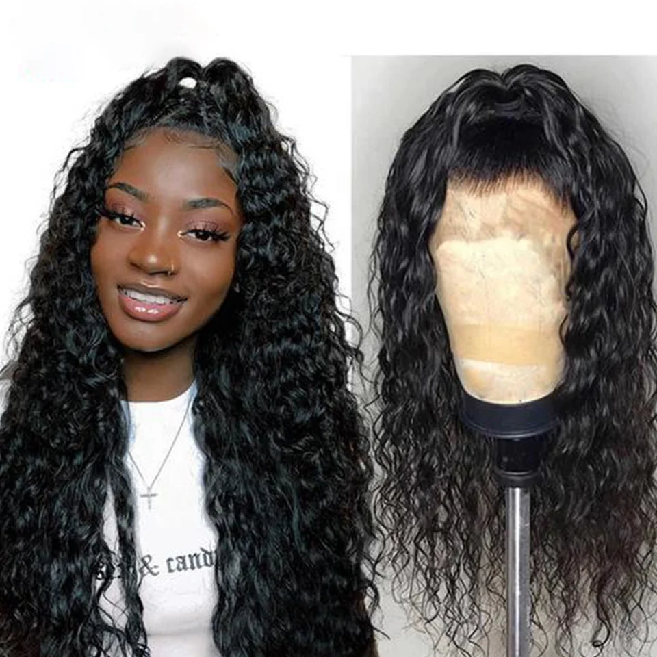 

100% Human Hair Transparent Lace Frontal Water Wave Wig 13*4 From One Donor For Black Women No Tangle Can Be Dyed