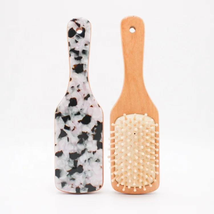 CANYUAN Light tortoiseshell cellulose acetate comb hair brushes recommendable 21cm wooded Air Paddle hair brush for thick hair