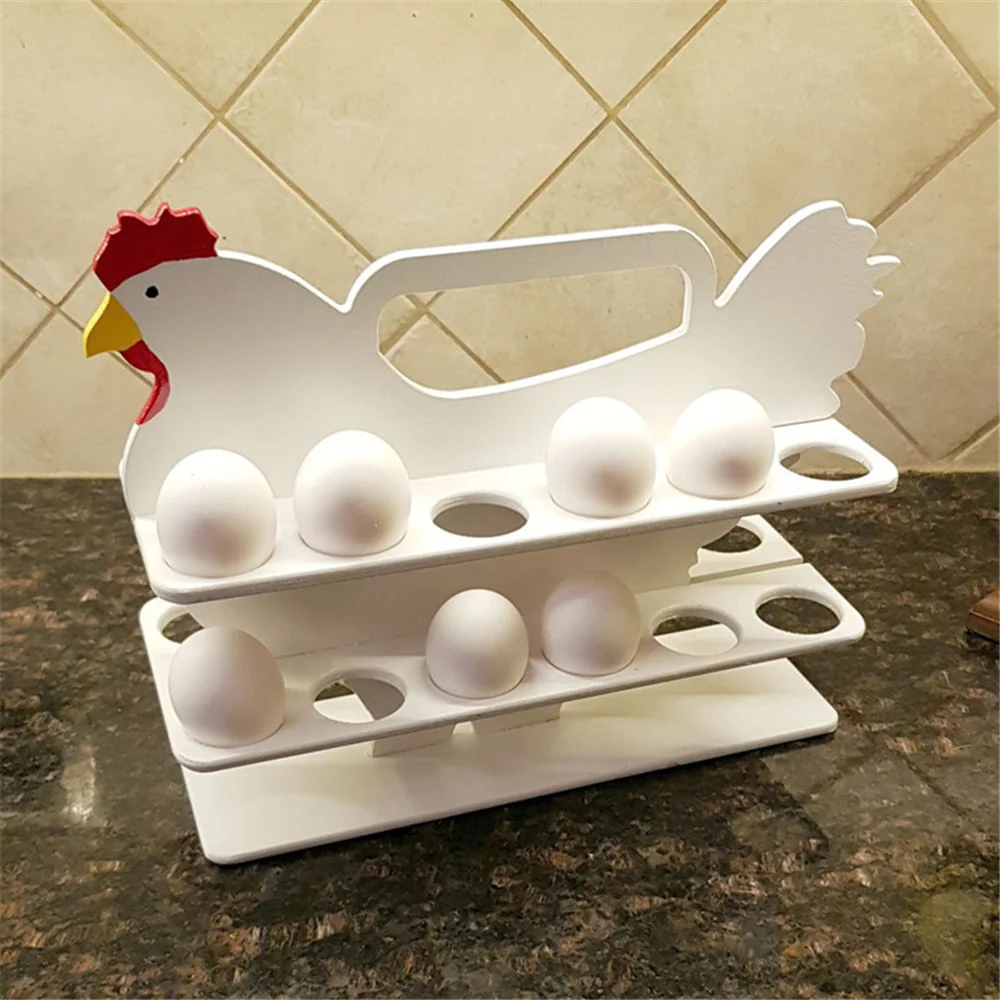 

Creative Hen Shape Egg Holder Wooden Storage Racks Kitchen Removable Portable Countertop Display Egg Skelter, As photo