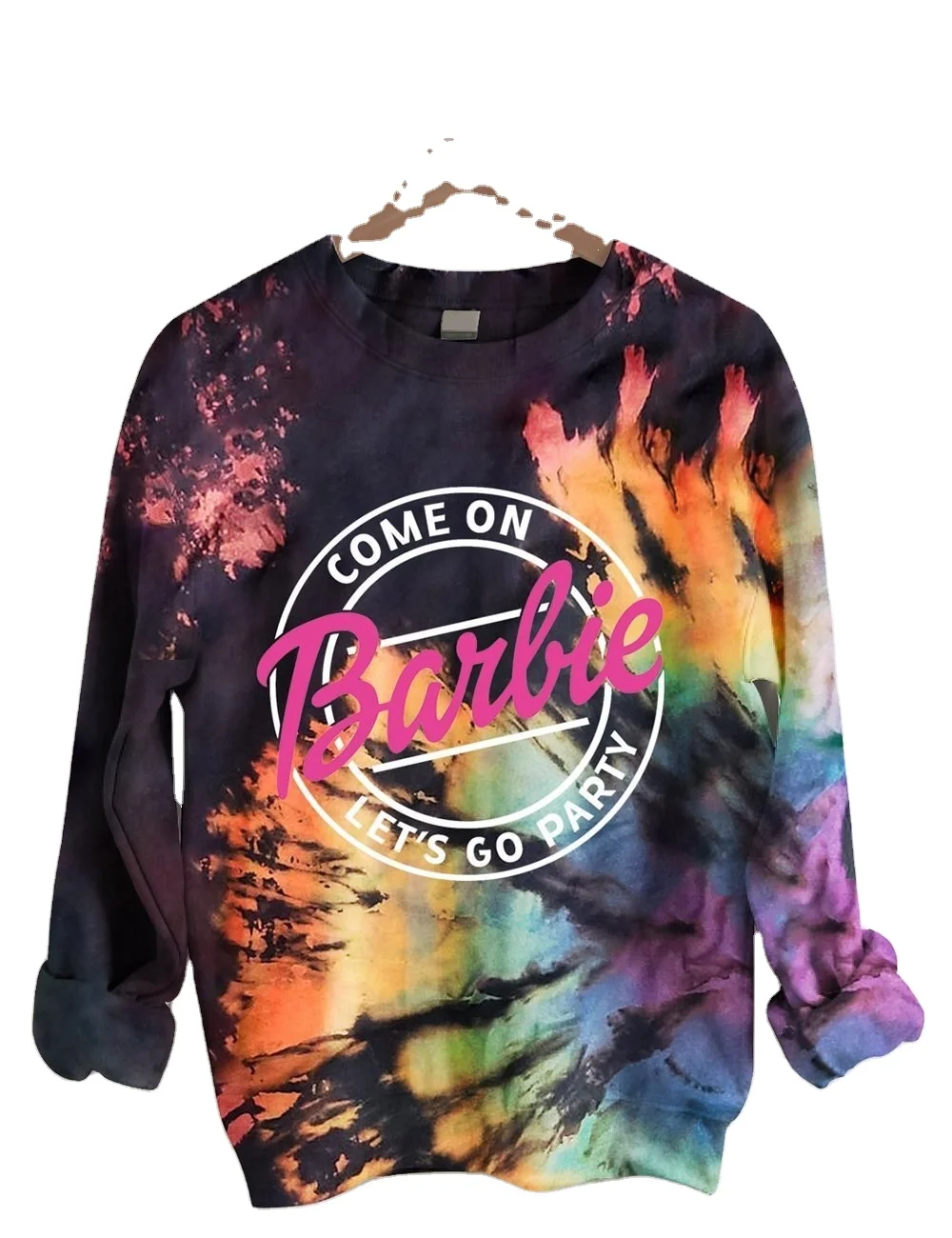 

Tie-dyed Art Fleeces O Neck Women Men Causal Logo Customized Sweater Long Sleeve T-shirt Plus Size, 10 types as pictures