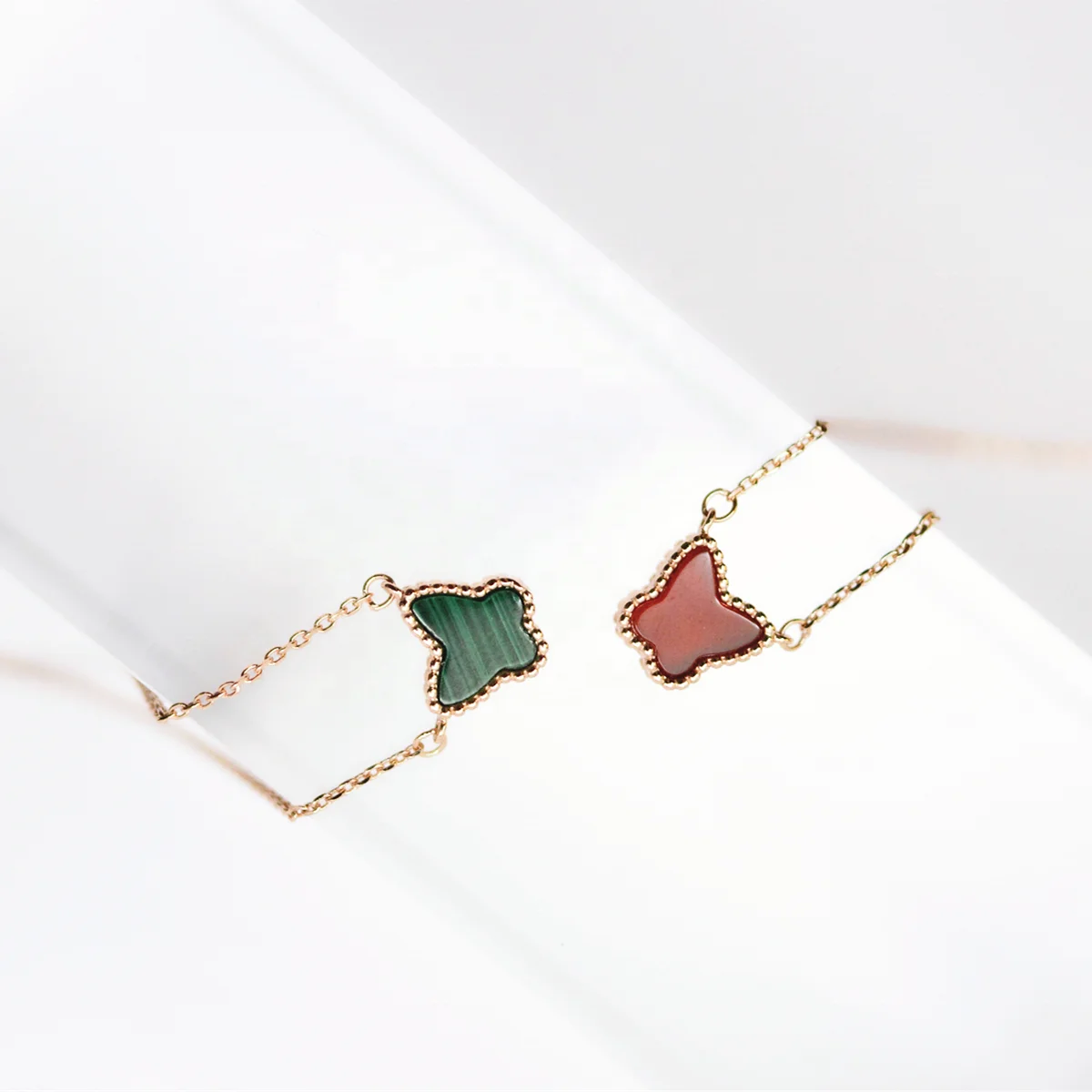 

925 Silver Necklace Onyx Butterfly Malachite Pendant with 14K Gold Plated women charming necklace