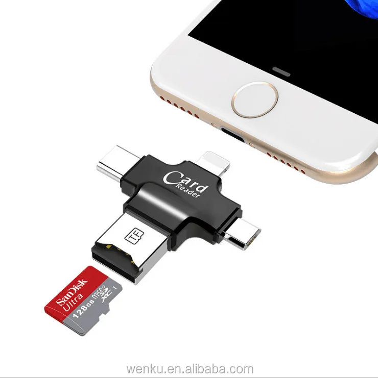 4 in 1 mini Pendrive Card Reader OTG Factory Price Type-C Usb for phone Android magnetic Smart Card Reader With TF/SD - ANKUX.COM