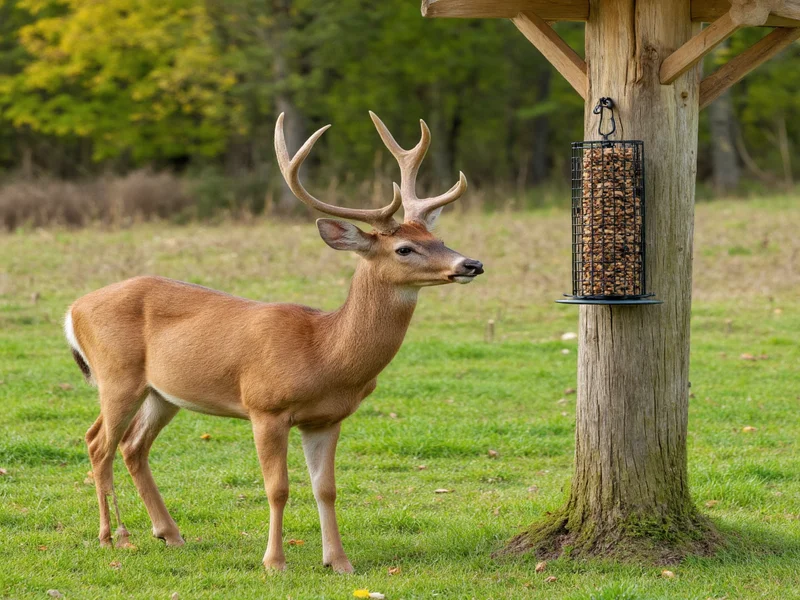Deer feeding legally at homemade feeder during permitted season