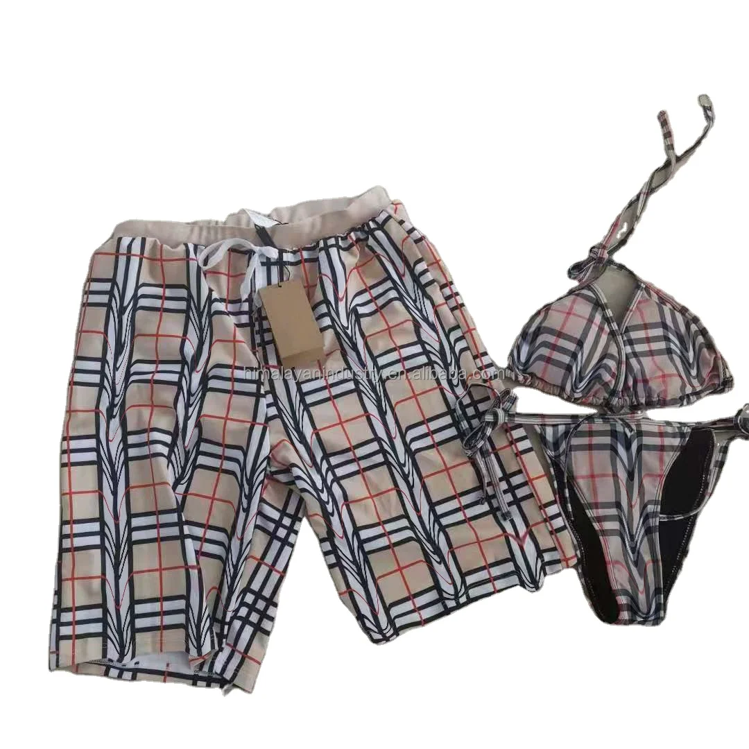 

2021 Wholesale Matching Couple Swimwear Man Designer Swim Trunks Women Swimsuit Famous Brands Luxury Letter Surf Board Shorts, Picture