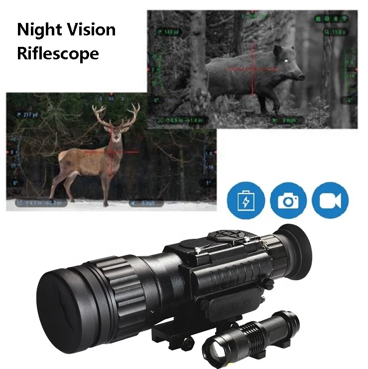 

Night Vision Scope Riflescope Illuminated Mil Cross Reticle Adjustable Infrared Rifle Scope for Crossbow Hunting, Black