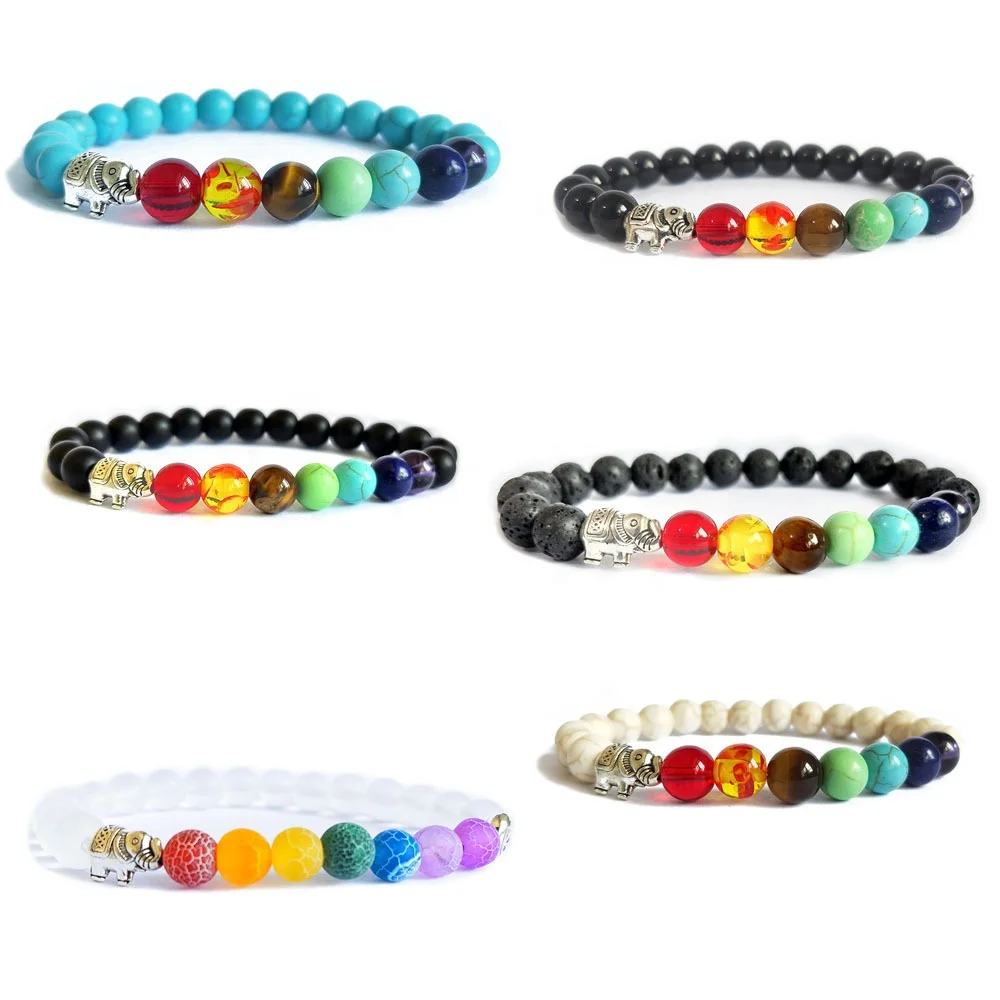 

Fashion Healing Chakra Elephant Beads  Bracelet For Women, Picture