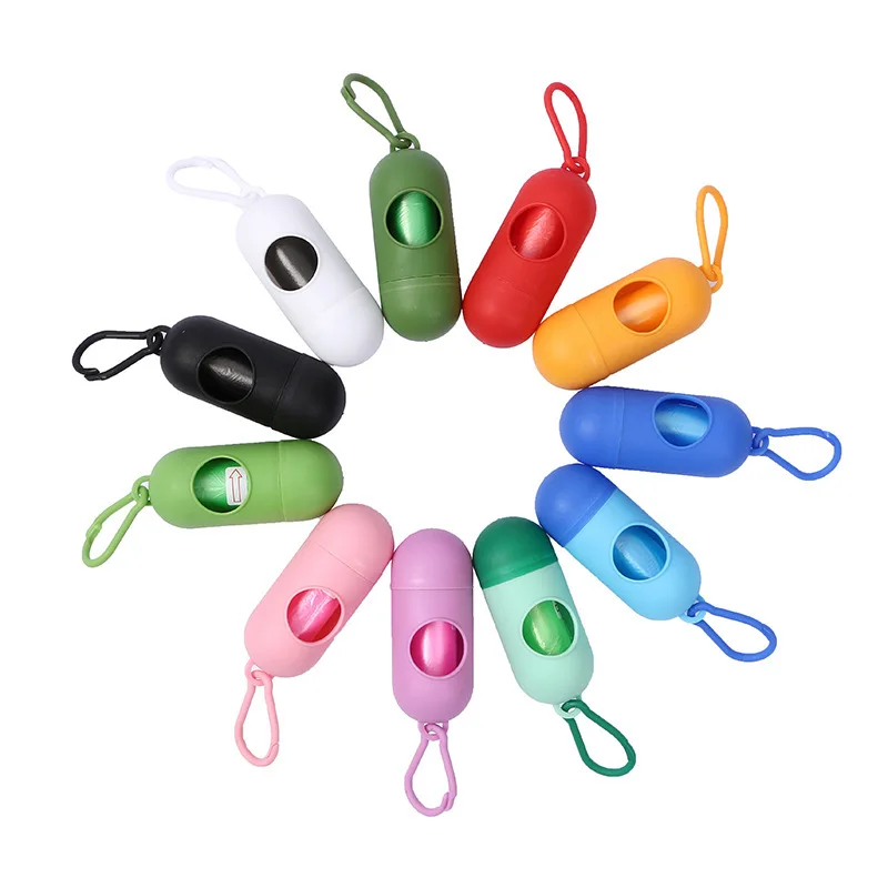 

Capsule bone shape Dog Walking Accessory outdoor travel pet Poop Waste Bag Holder Dispenser with Poop Waste Bags