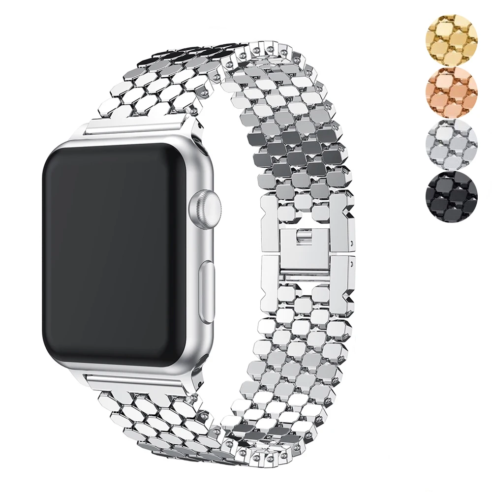 

Strap for apple watch 5 band 44mm 40mm iwatch band 42mm 38mm stainless steel watchband metal Bracelet for series 6 4 3 38/44 mm, Black