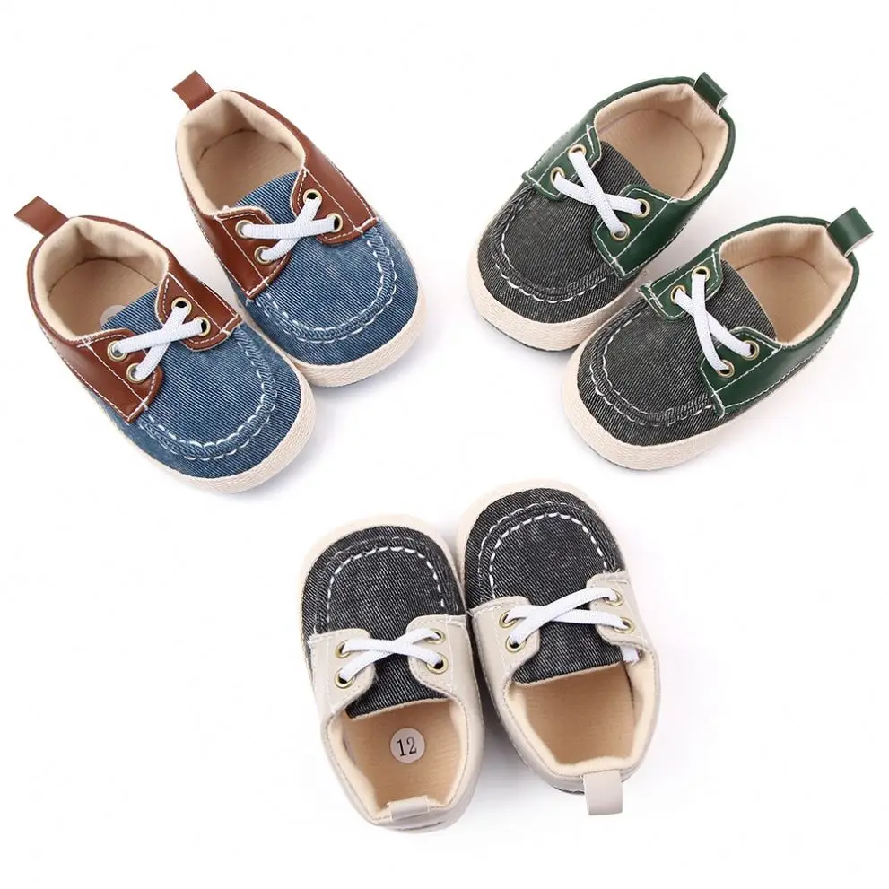 

lyc-2798 Wholesale Baby Boys Canvas and Pu Leather Soft Shoes 6-18 Months