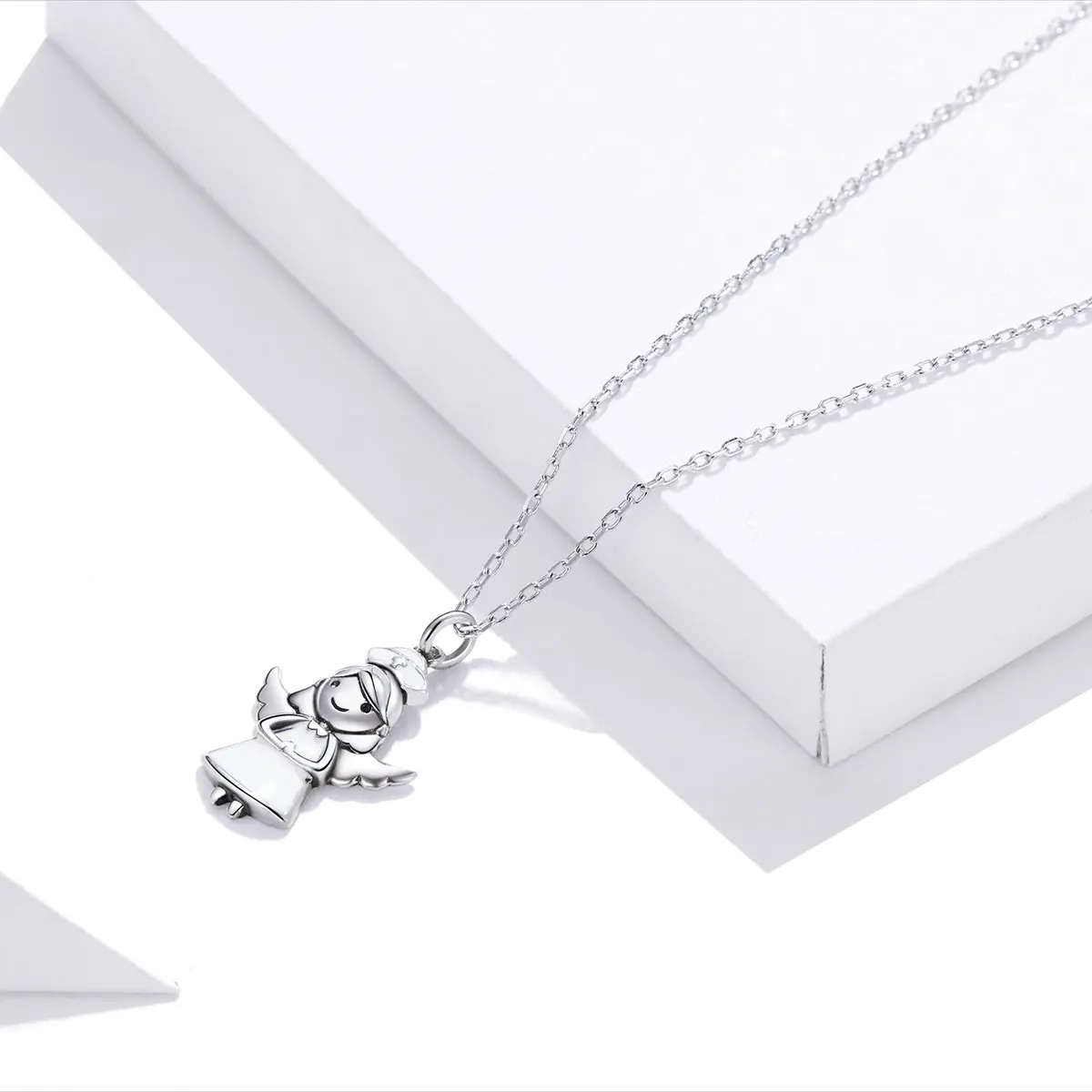

Customized Fashion 925 Sterling Silver Unique White Angel With Wings Necklace