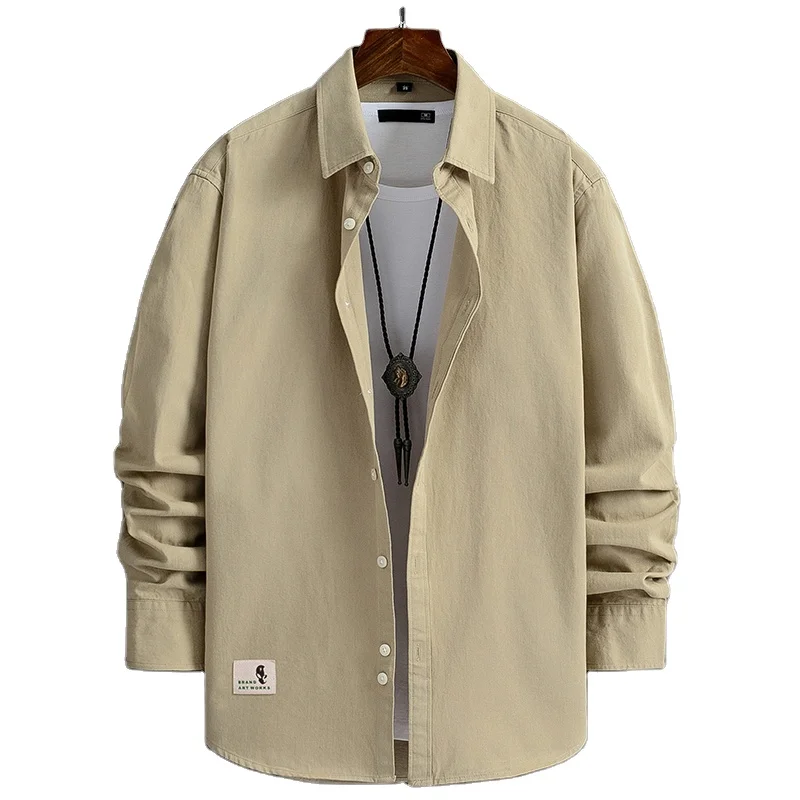 

Long Sleeve Lapel Loose Casual Men's Shirt Jacket, Picture shown