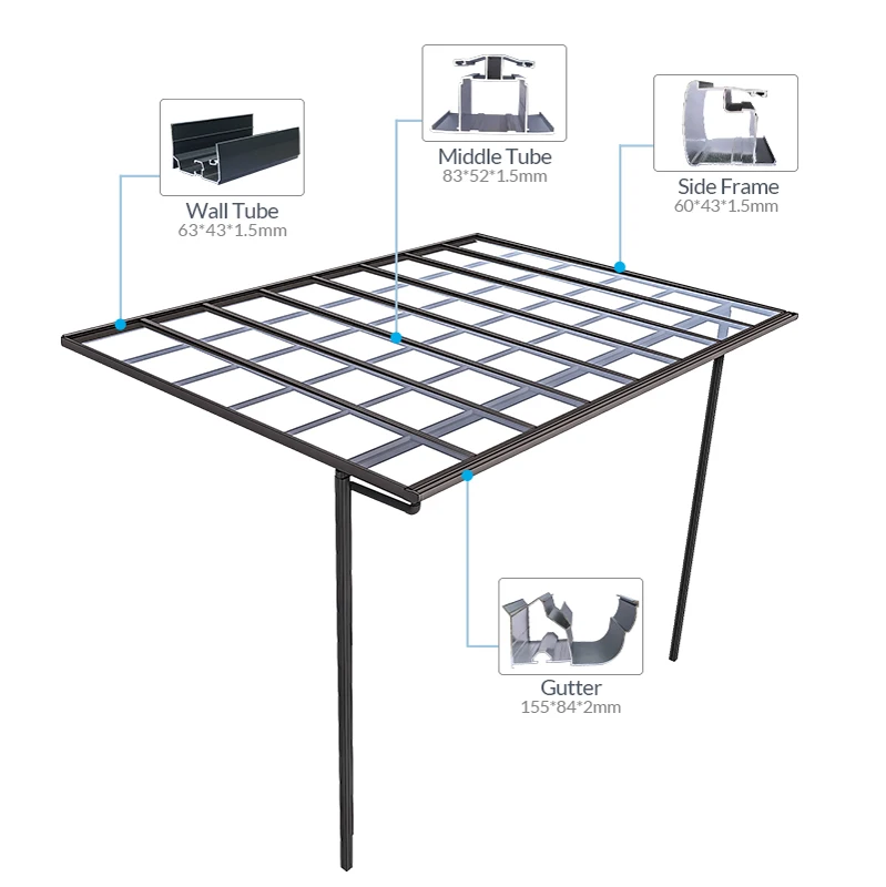 

Hot Sell Garden Waterproof Polycarbonate Patio Cover 98% UV Protection Awning Canopy For Store, Customized colors