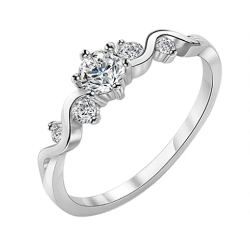 

Vine style 40 points diamond ring women's white gold copper bracelet simple flower fashion ring can be customized, White color