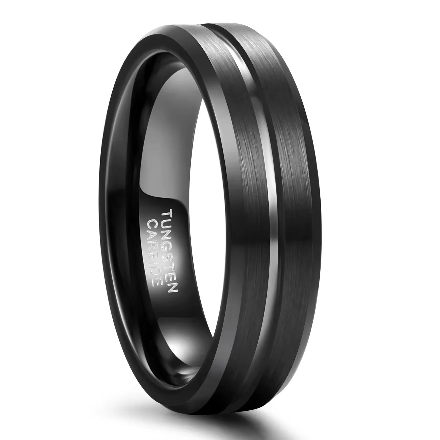 POYA 8mm 18K Gold Plated Grooved Tungsten Carbide Rings Fashionable Wedding Bands Ring for Men Engagement Party