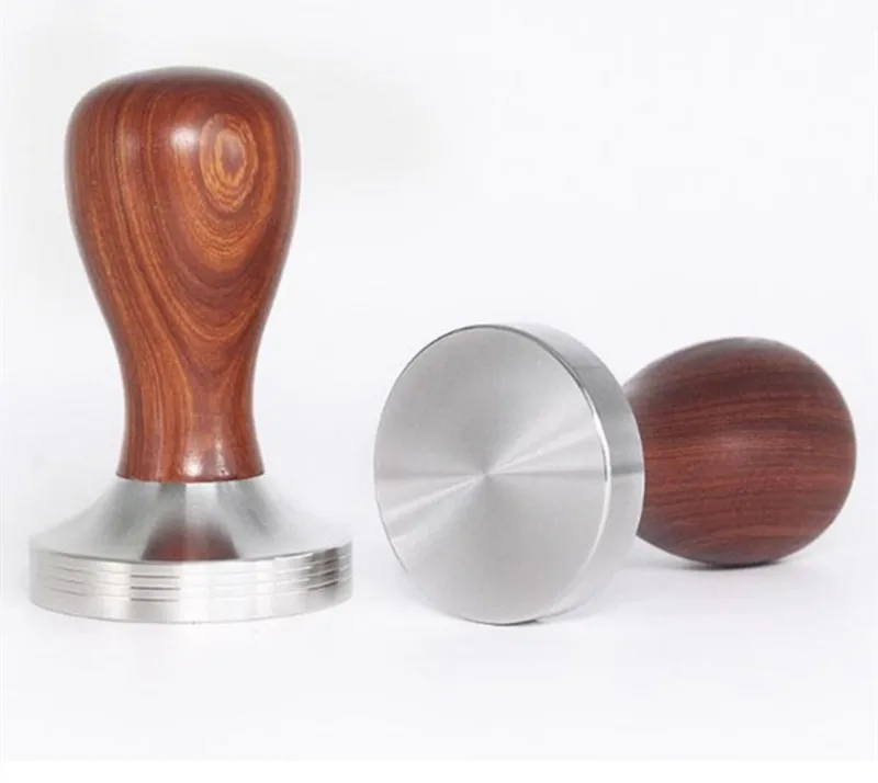 

51mm 53mm 58mm Espresso Coffee Tamper Stainless Steel Tamper For Coffee Wooden Handle Coffee Leveler, Silver