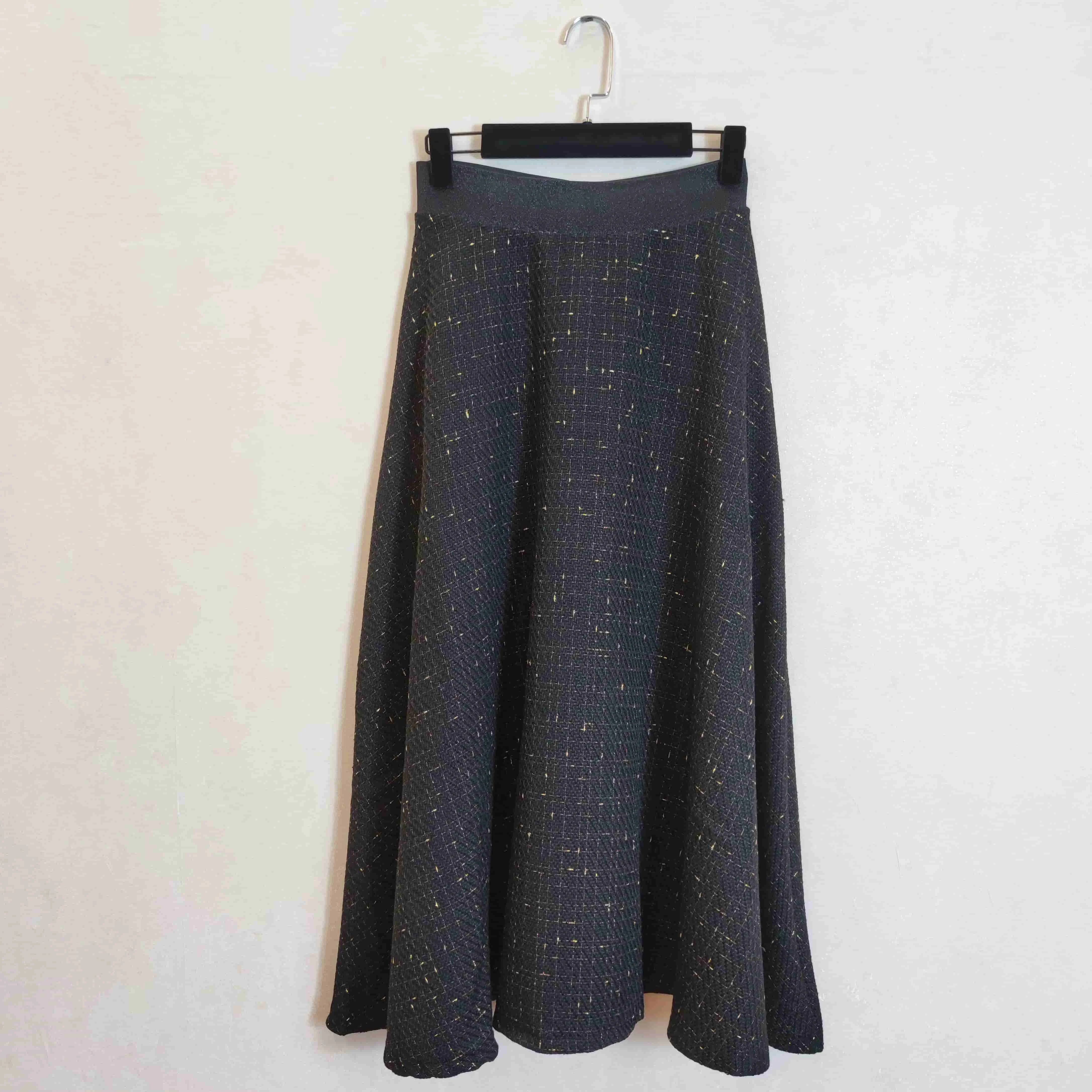 

Jupe Longue Women Casual Christmas Skirts Gold Thread Plaid Winter Black Boheme Maxi Winter A Line Skirt