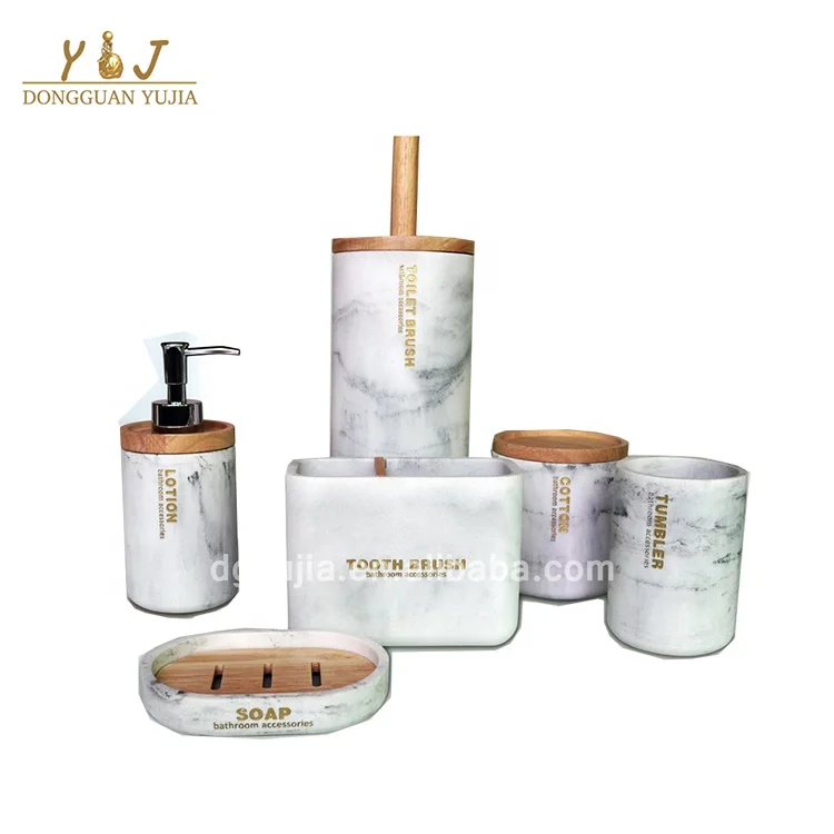 

Luxury Marble Stone Bathroom Accessories Set For 6-Piece, Black