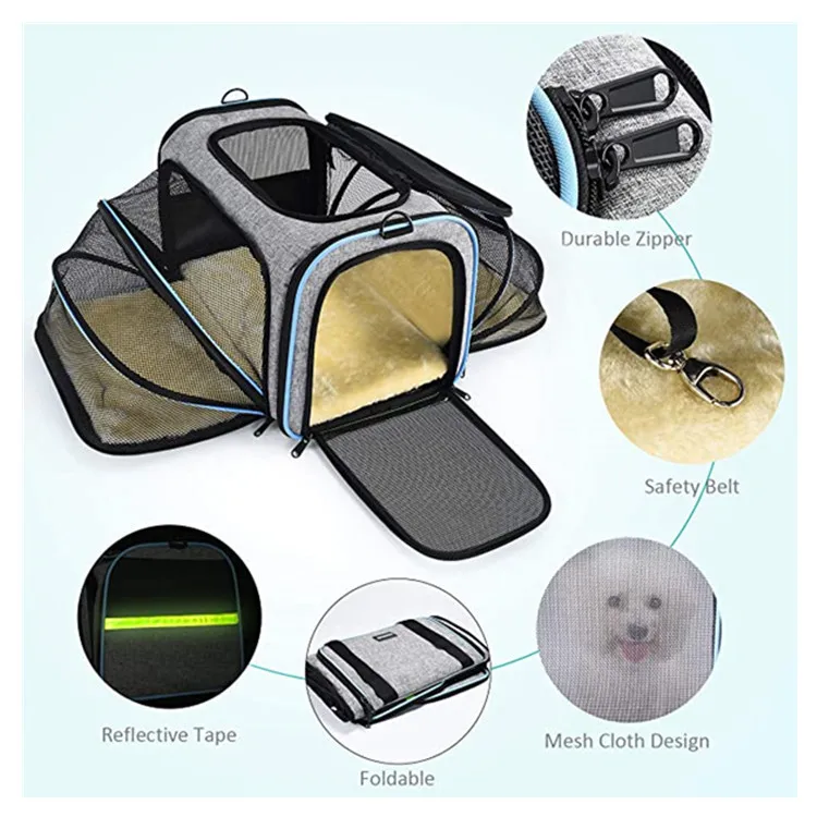 

Fashion Adjustable Storage Cage Portable Breathable Hiking Travel Cat Dog Carrier Pet Outdoor Bag Expandable Pet Backpack, As picture