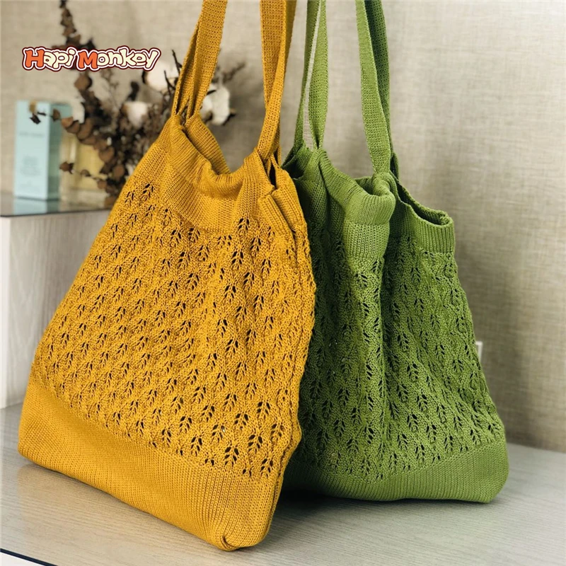 

HapiMonkey Icy Silk Viscose 100% Fashion Hobo Knit Felted Felted Winter Women's Shoulder Bag Large Capacity Travel Bags Tote