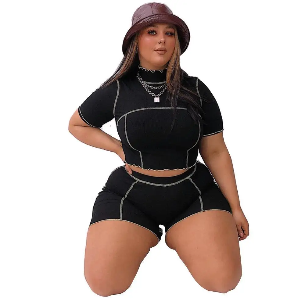 

2021 NEW Women's solid color casual plus size suit sports yoga plus size yoga suit gym clothing shorts, Customized colors