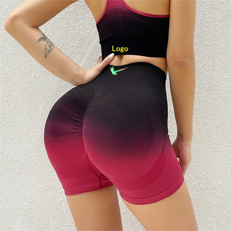 

Wholesale custom embroidered stretch sexy gym yoga shorts hip hollow-out women's shorts for girls Plain dyed butt shorts