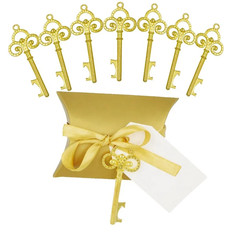 

2020 Wedding Favors Mixed Gold Sliver Antique Rustic Decoration key shaped antique bottle opener