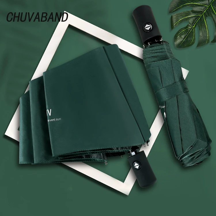 

CHUVABAND Sunscreen Anti-ultraviolet UV Umbrella Version Of The Forest Three-fold Umbrella Sun Rain Dual-use Business Umbrellas