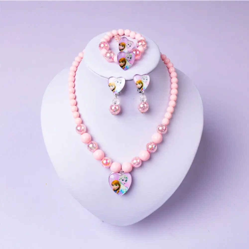 

handmade girls kid red beads fancy chunky bubblegum necklace set jewelry necklace bracelet earring ring 16 colors are optional, Multi-colors