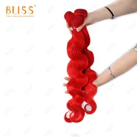 

Bliss Color Hair Bundles Red Bundles Body Wave 100% Virgin Cuticle Aligned Human Hair Peruvian Hair with Closure and Frontal