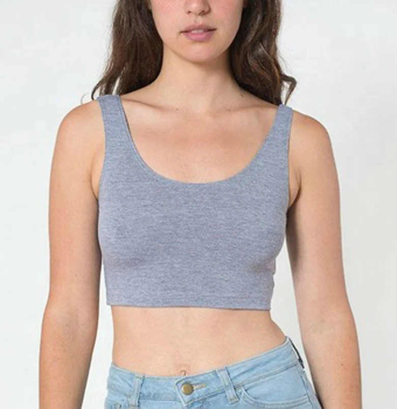 

Ladies cotton spandex women crop pure color plain blouses and tops, Grey or any colors as your request