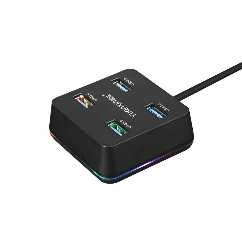 

RGB Light USB 3.0 Hub Adapter 4 Port for Windows Laptop Mac Book, Black white