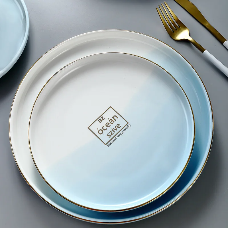 

Amazon hot-selling Nordic Ins Western Restaurant Hotel Restaurant tableware plate luxury ceramic round plate tableware set