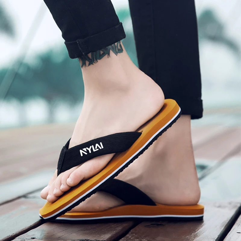 

2020 new men's slippers EVA flip flops, silk printing flip flops ready stock beach slippers, lager size summer shoes sandals, Red,black,blue,customized as your request