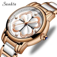 

SUNKTA 6602 Top Brand Luxury Waterproof Women Watches Fashion Simple Ceramic Quartz Watch Women Dress Clock Relogio Feminino