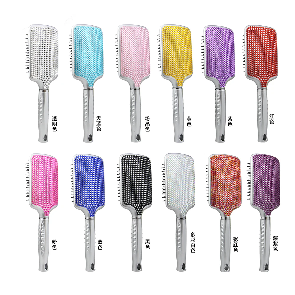

Masterlee custom Logo Portable Detangling bling Hair Brush Scalp Massage Comb With diamond, Candy color