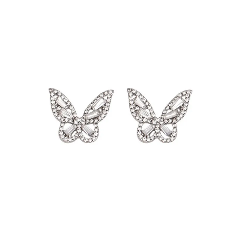 

2022 New Fashion Vintage Full Of Crystal Butterfly Shape Earrings For Girl Jewelry